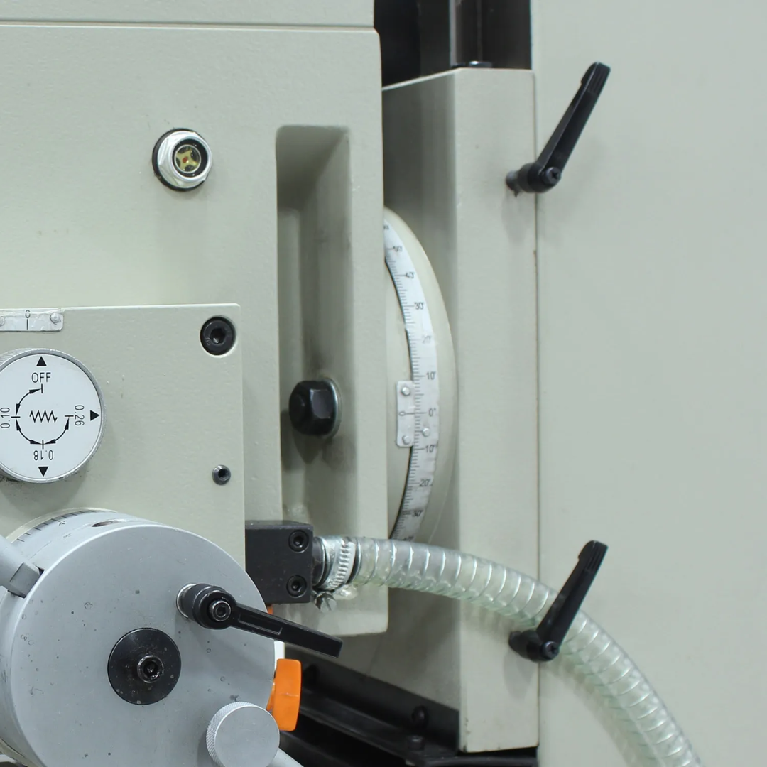 Baileigh Vertical Mill Drill (VMD-931G) 1020693 side detail showing the spindle head assembly, depth adjustment controls, and heavy-duty machining components for precision metalworking.