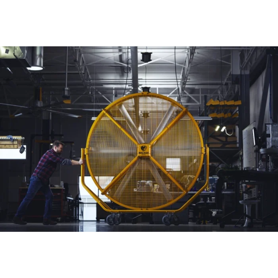 Big Ass Fans AirGo Directional Fan F-AG2-0801 portable industrial airflow fan used in large warehouse space