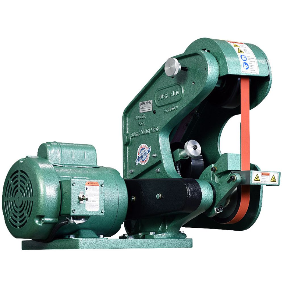 Burr King 1 x 42 Three Wheel Belt Grinder Model 562 56100 industrial three-wheel belt grinder designed for precision grinding, deburring, contouring, edge finishing, and metal surface preparation.