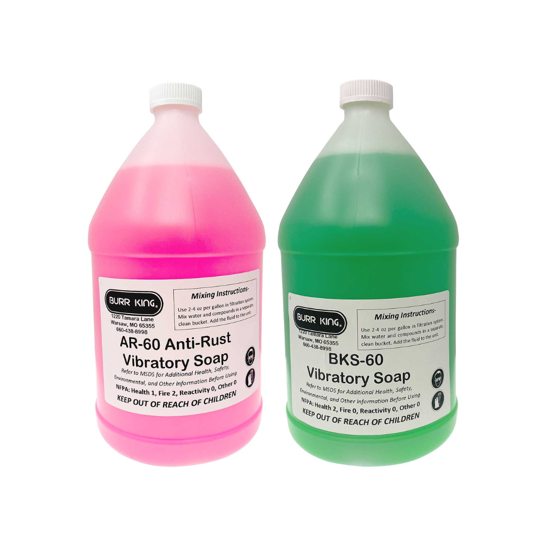 Burr King Ceramic Starter Kit for M45 SK45 with AR-60 and BKS-60 vibratory compounds included for cleaning, lubricating, and improving ceramic media finishing performance.