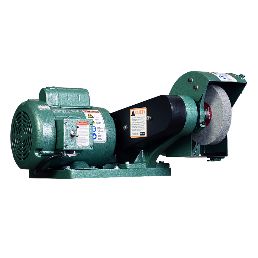 Burr King Deburring & Polishing Machines Model 600 60100 alternate bench-mounted angle displaying the motor, spindle assembly, and polishing wheel.