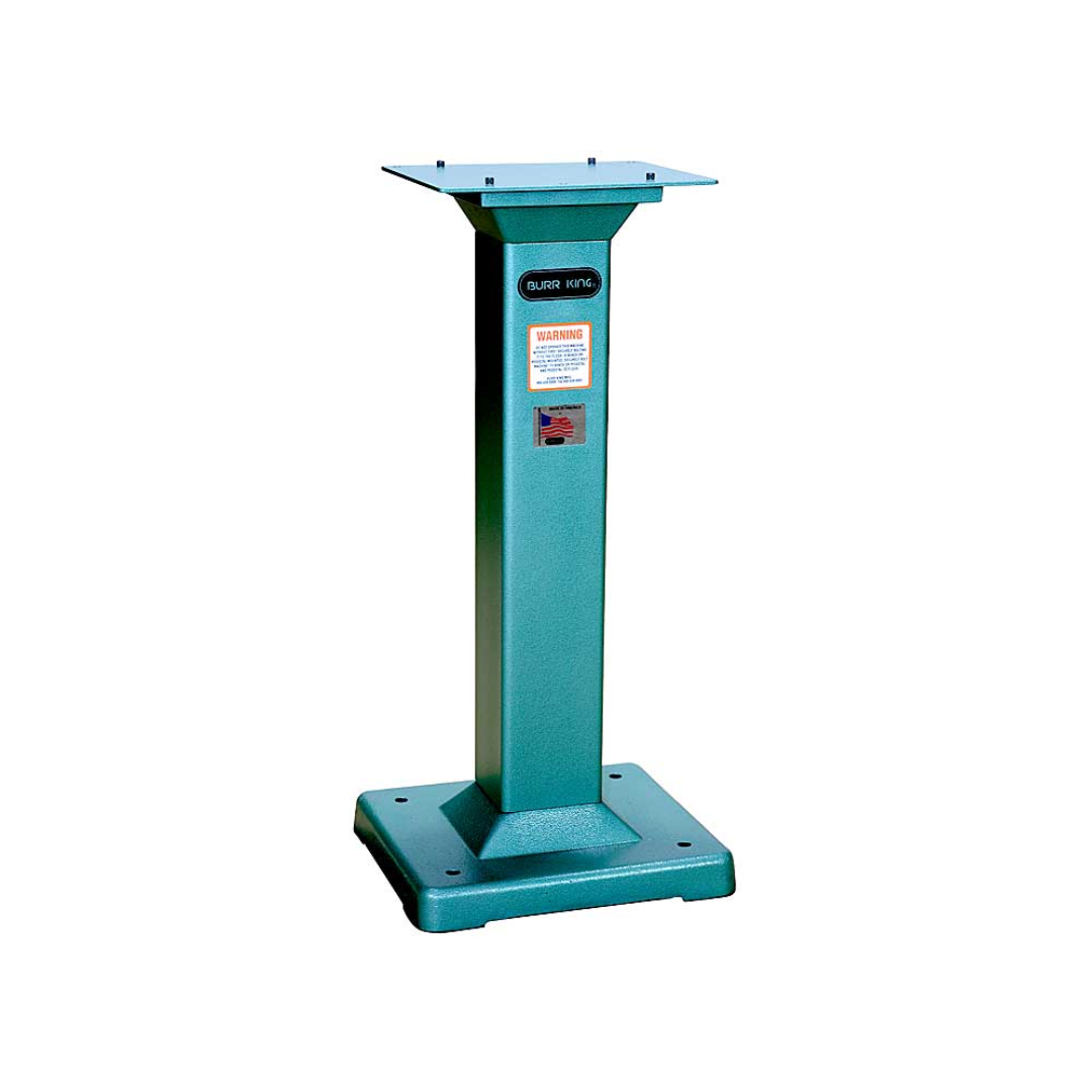 Burr King Fixed Height Pedestal – 32″ w/ Adapter Plate 01 front view showing the heavy-duty steel pedestal with integrated adapter plate for securely mounting Burr King belt grinders and industrial grinding equipment.