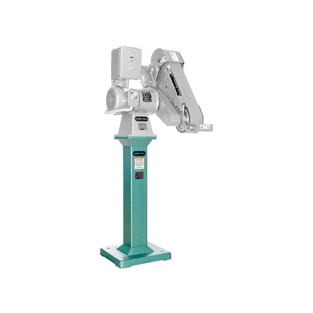 Burr King Fixed Height Pedestal – 32″ w/o Adapter Plate 02 angled view showing the industrial steel pedestal, reinforced cast iron base, and fixed-height mounting platform for Burr King equipment.