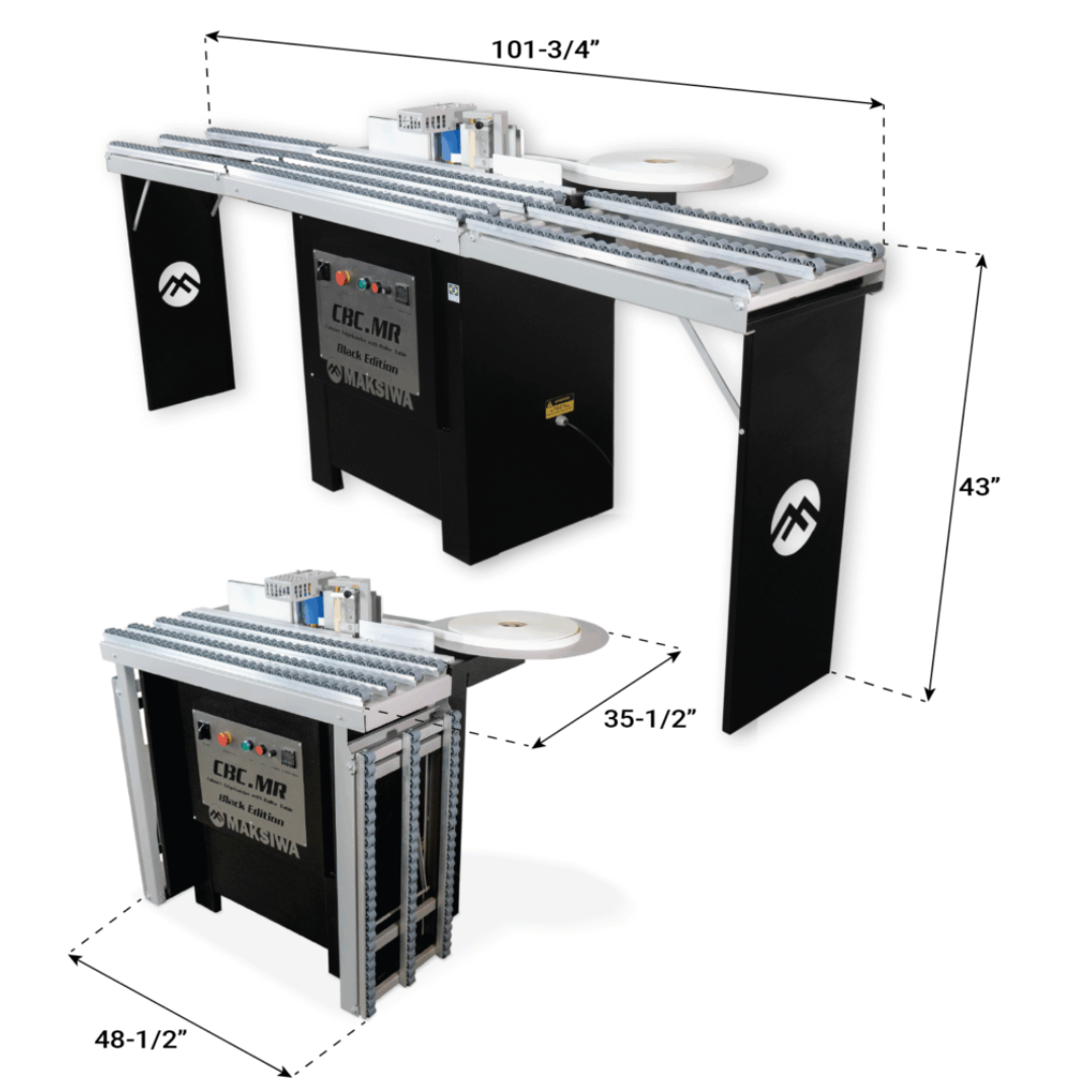 Cabinet Edgebander CBC.MR full machine front view showing compact cabinet edgebander setup
