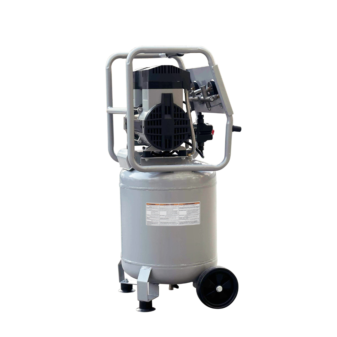 California Air Tools 10020C Ultra Quiet Oil-Free Powerful 2.0 Hp 10 Gallon Air Compressor side profile with aluminum tank