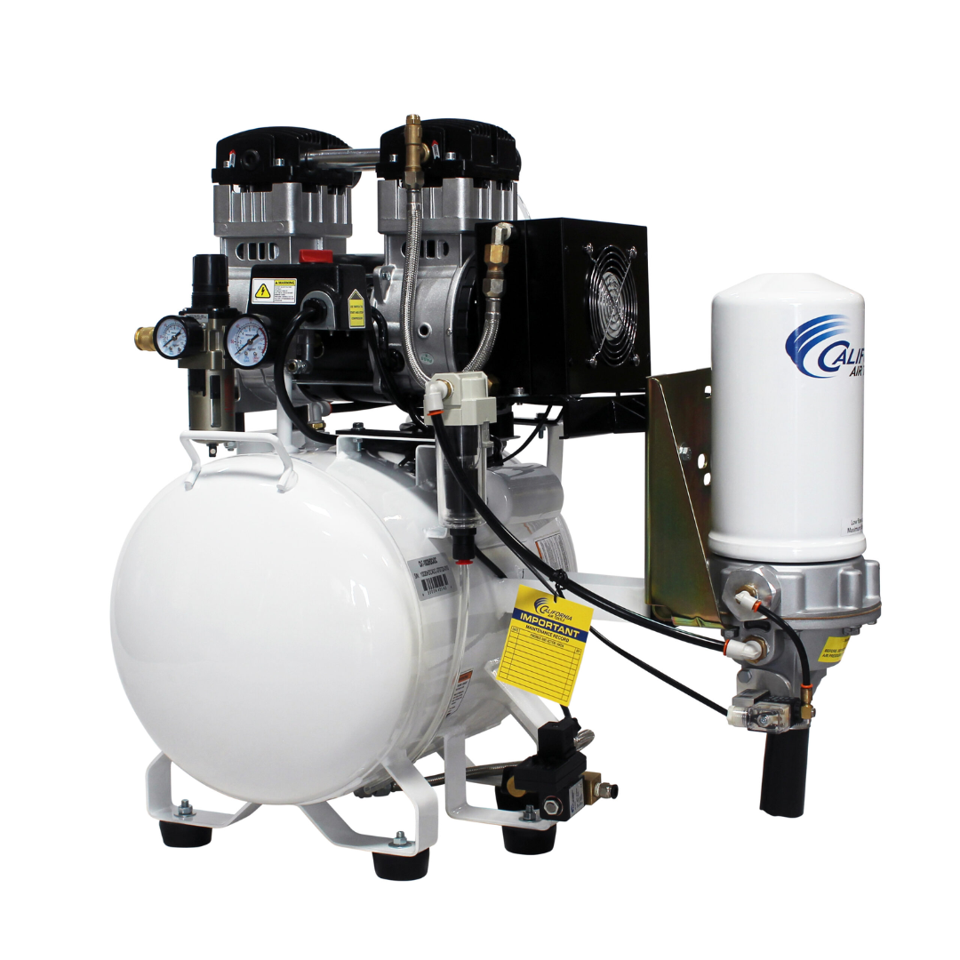 California Air Tools 10020HDCADC-22060 Ultra Dry Air Compressor front angled view with dual piston pump system