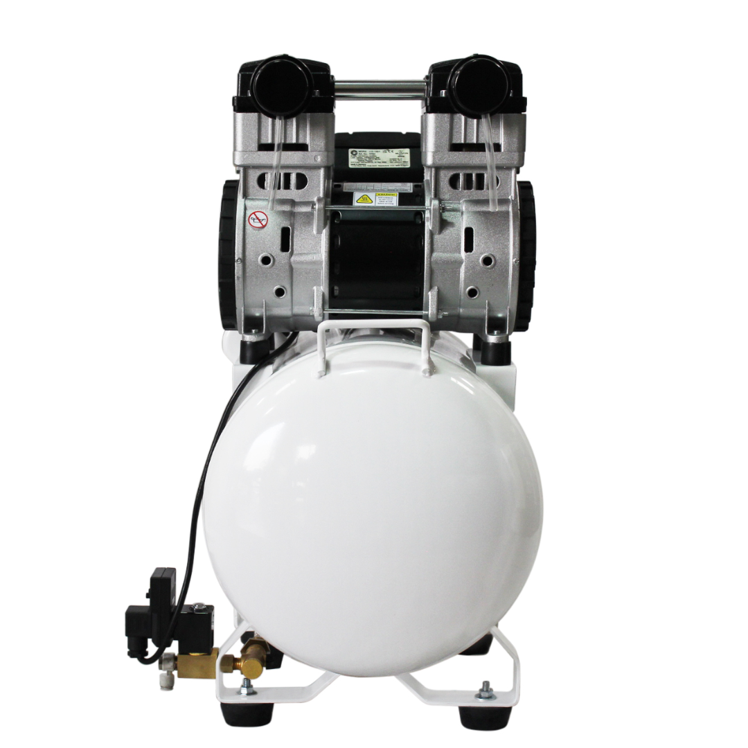 California Air Tools 10020SMHAD SMART Air Compressor automatic drain valve and regulator assembly close-up