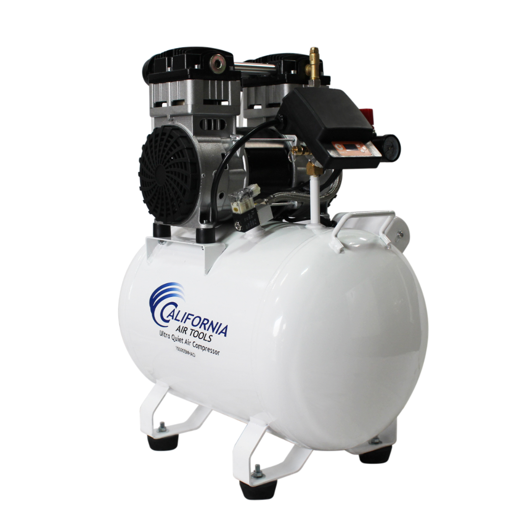 California Air Tools 10020SMHAD Ultra Quiet Air Compressor top view showing motor and cooling components