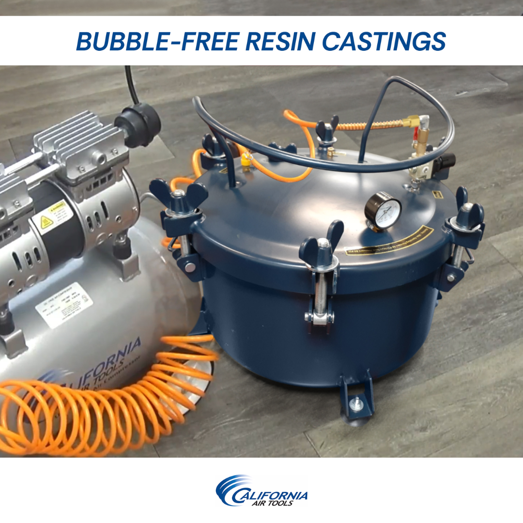 California Air Tools 1810C 10 Gallon Pressure Pot for Resin or Epoxy Casting used in professional resin casting workshop environment