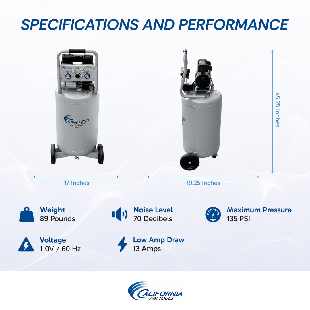 California Air Tools 20015 Ultra Quiet 1.5 Hp 20 Gallon Air Compressor comparison chart with other models