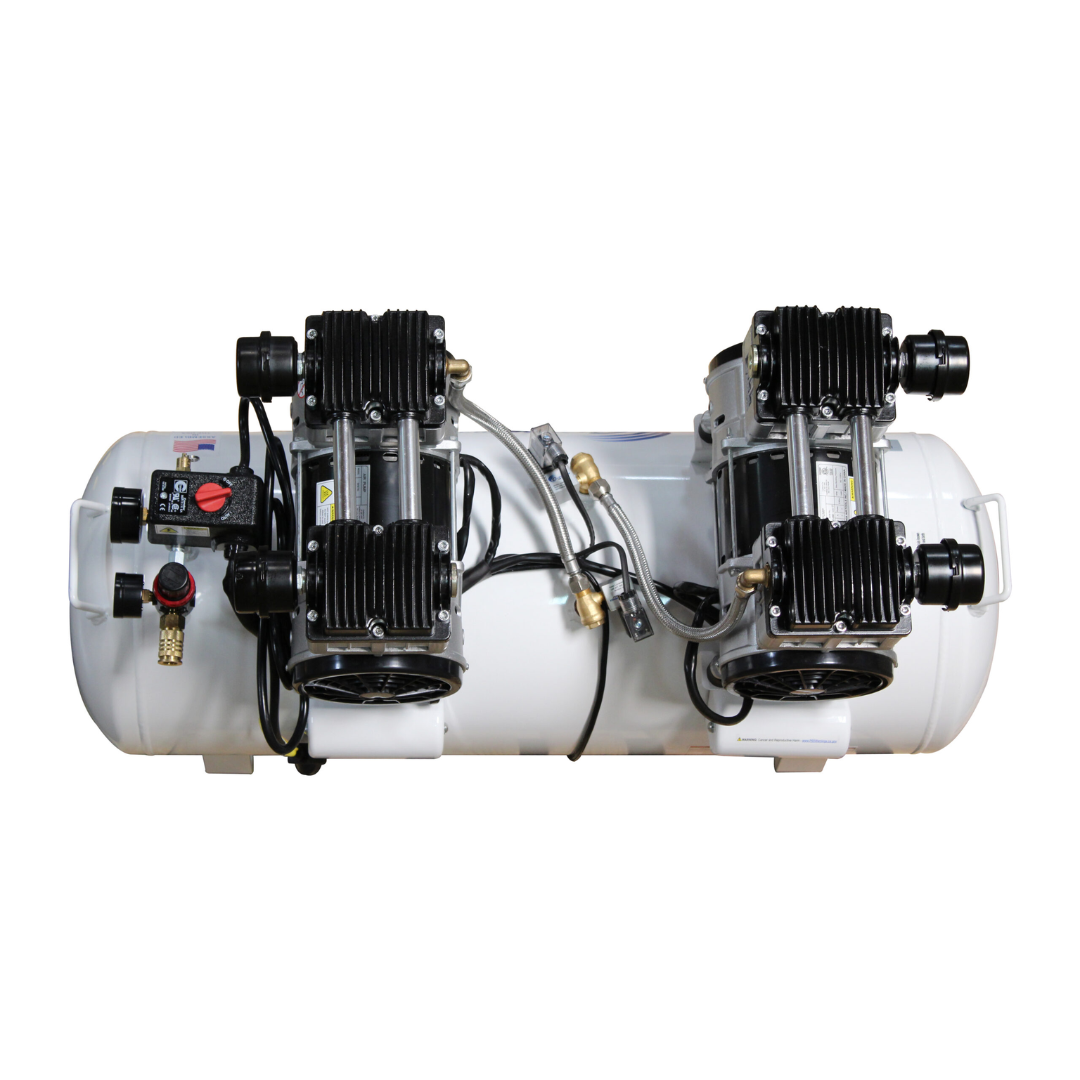 California Air Tools 20040CAD Powerful 4.0 Hp Ultra Quiet & Oil-Free 20 Gallon Air Compressor, with Automatic Drain Valve motor and pump assembly close-up