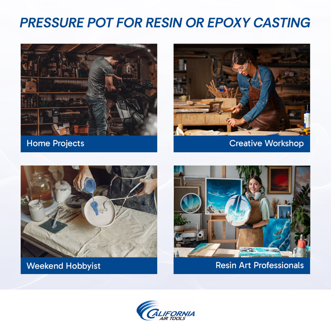 California Air Tools 255C 2.5 Gallon Pressure Pot for Resin Casting application examples for epoxy and resin projects