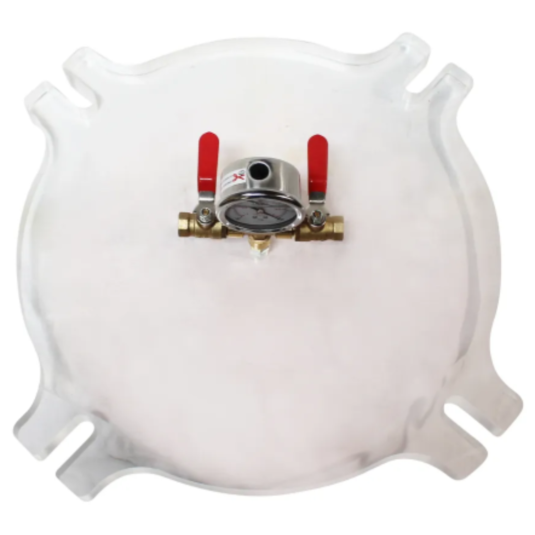 California Air Tools 365VK 5-Gal Pressure Pot Vacuum Kit clear vacuum lid with integrated valves and seals