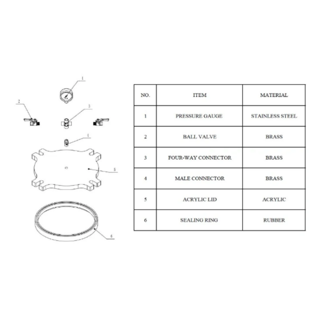 California Air Tools 365VK 5-Gal Pressure Pot Vacuum Kit technical diagram with parts and assembly layout