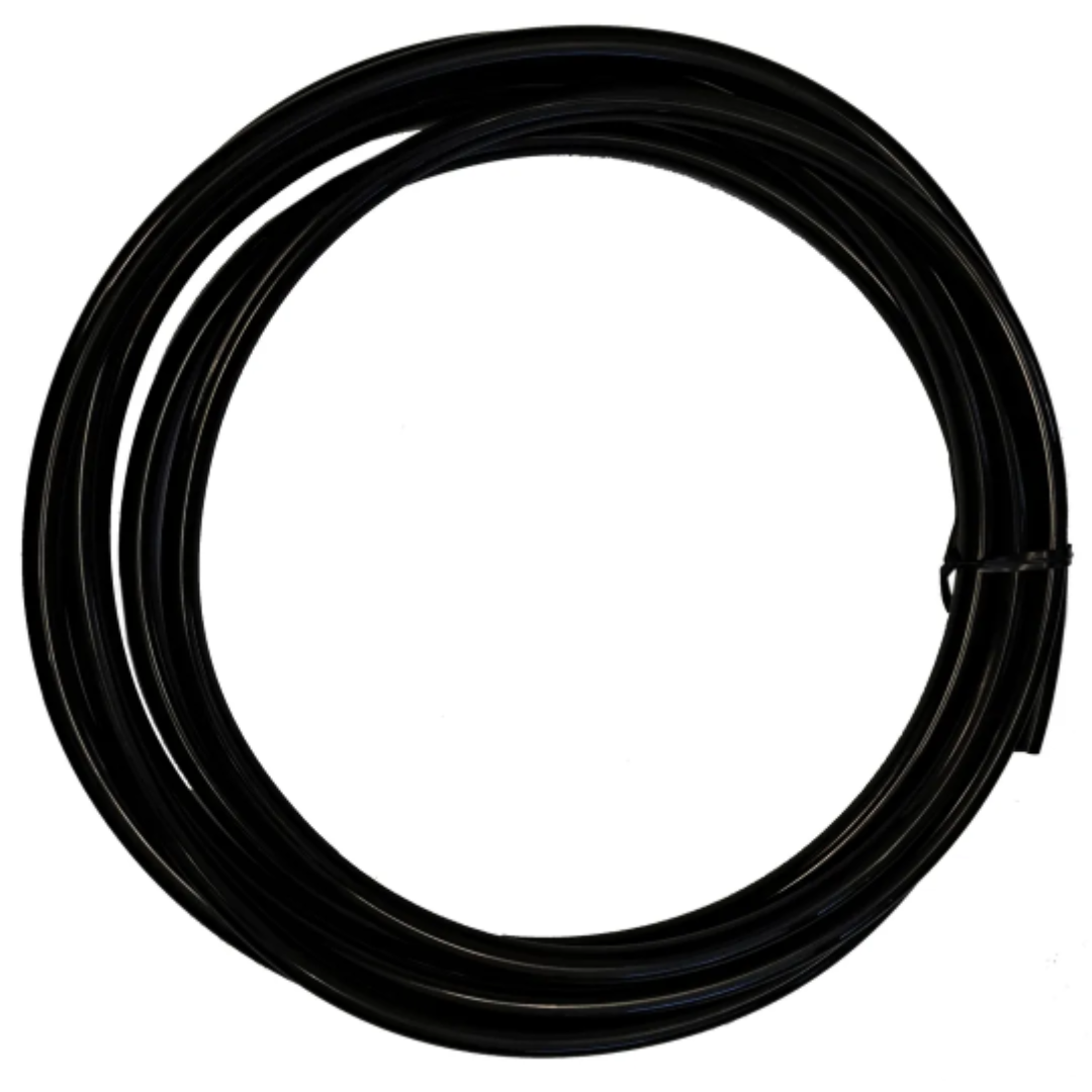California Air Tools 8 mm PTFE Black Tubing 10 feet long coiled tubing designed for air and fluid transfer applications with durable flexible construction
California Air Tools 8 mm PTFE Black Tubing 10 ft length shown installed with fittings for air system connection and fluid handling use