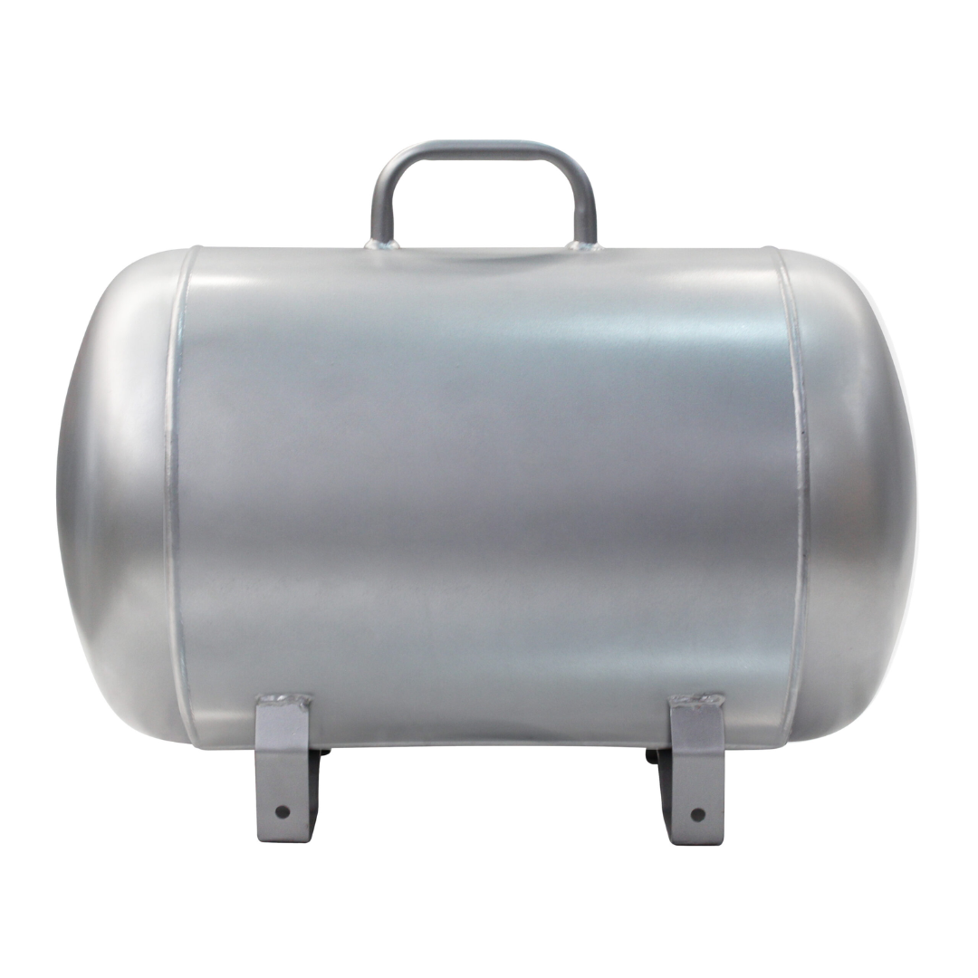 California Air Tools AUX20S 20 Gallon Steel Portable Auxiliary Air Tank rear side view with mounting feet