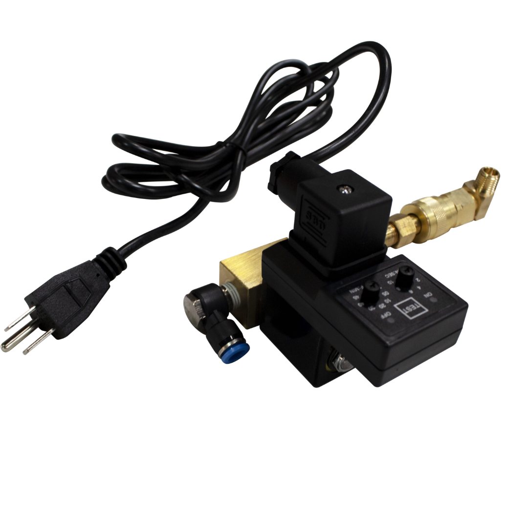 California Air Tools EZ2321ADL AUTOMATIC DRAIN VALVE LONG EXTENSION KIT full assembly view showing solenoid valve, power cord, and brass fittings