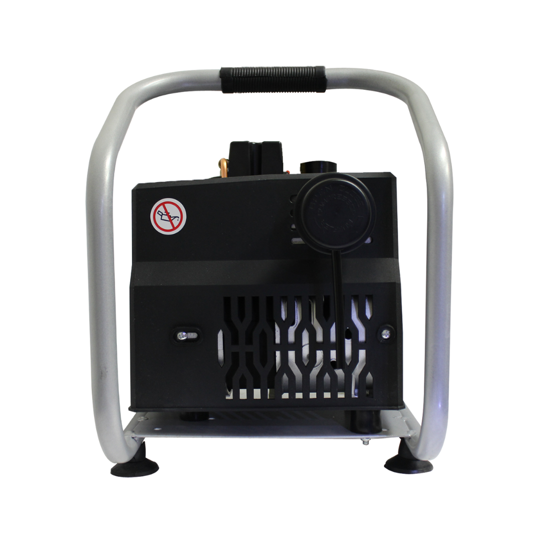 California Air Tools Light & Ultra Quiet 1P1060S Portable Air Compressor rear casing and ventilation view