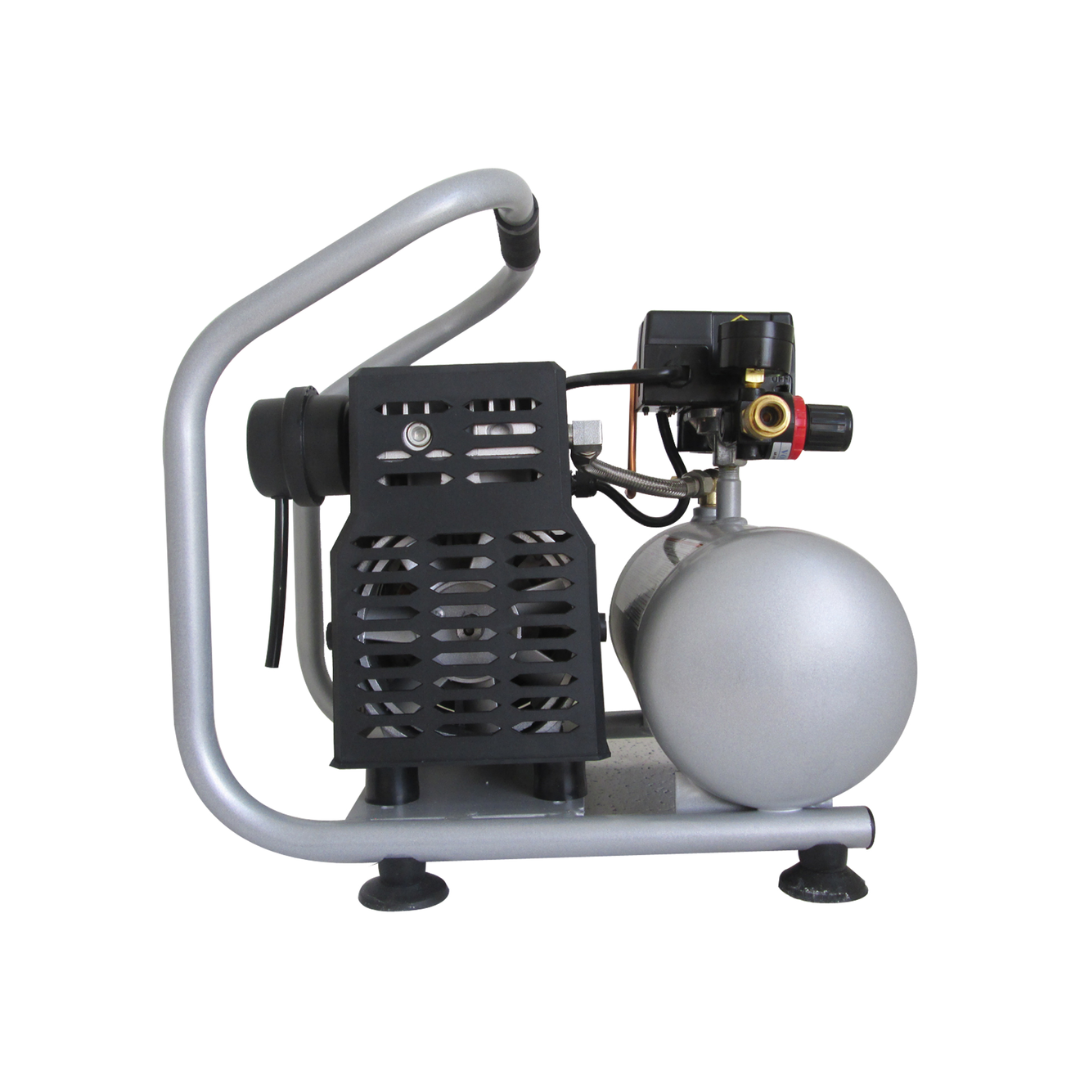 California Air Tools Light & Ultra Quiet 1P1060S Portable Air Compressor side profile showing compact tank design