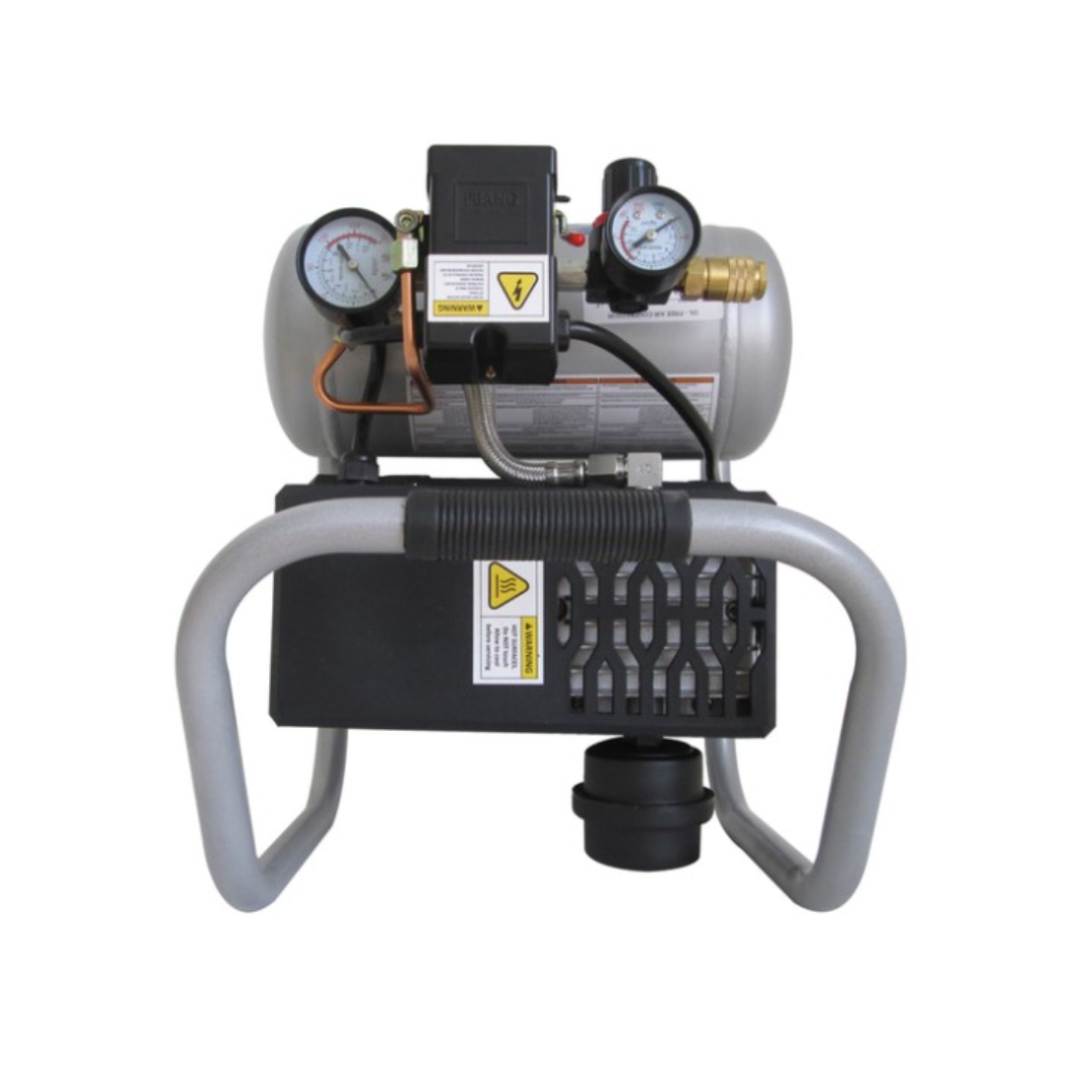 California Air Tools Light & Ultra Quiet 1P1060S Portable Air Compressor side view with motor and pump assembly