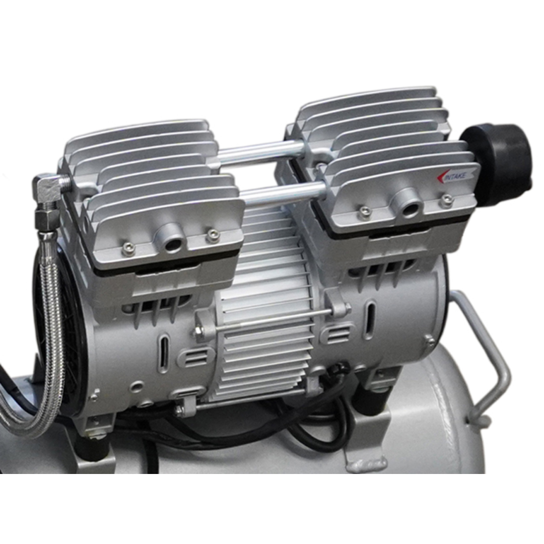 California Air Tools MP-100LF (110v 60hz) 1.0 Hp Motor-Pump – Long Life angled view highlighting compact twin cylinder design