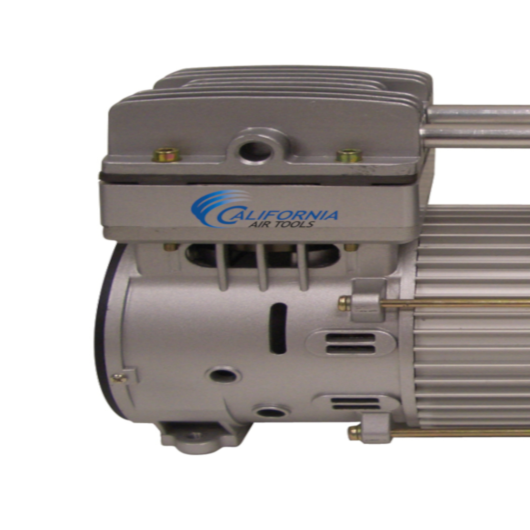 California Air Tools MP-100LF (110v 60hz) 1.0 Hp Motor-Pump – Long Life front view showing dual piston motor pump assembly with aluminum construction.