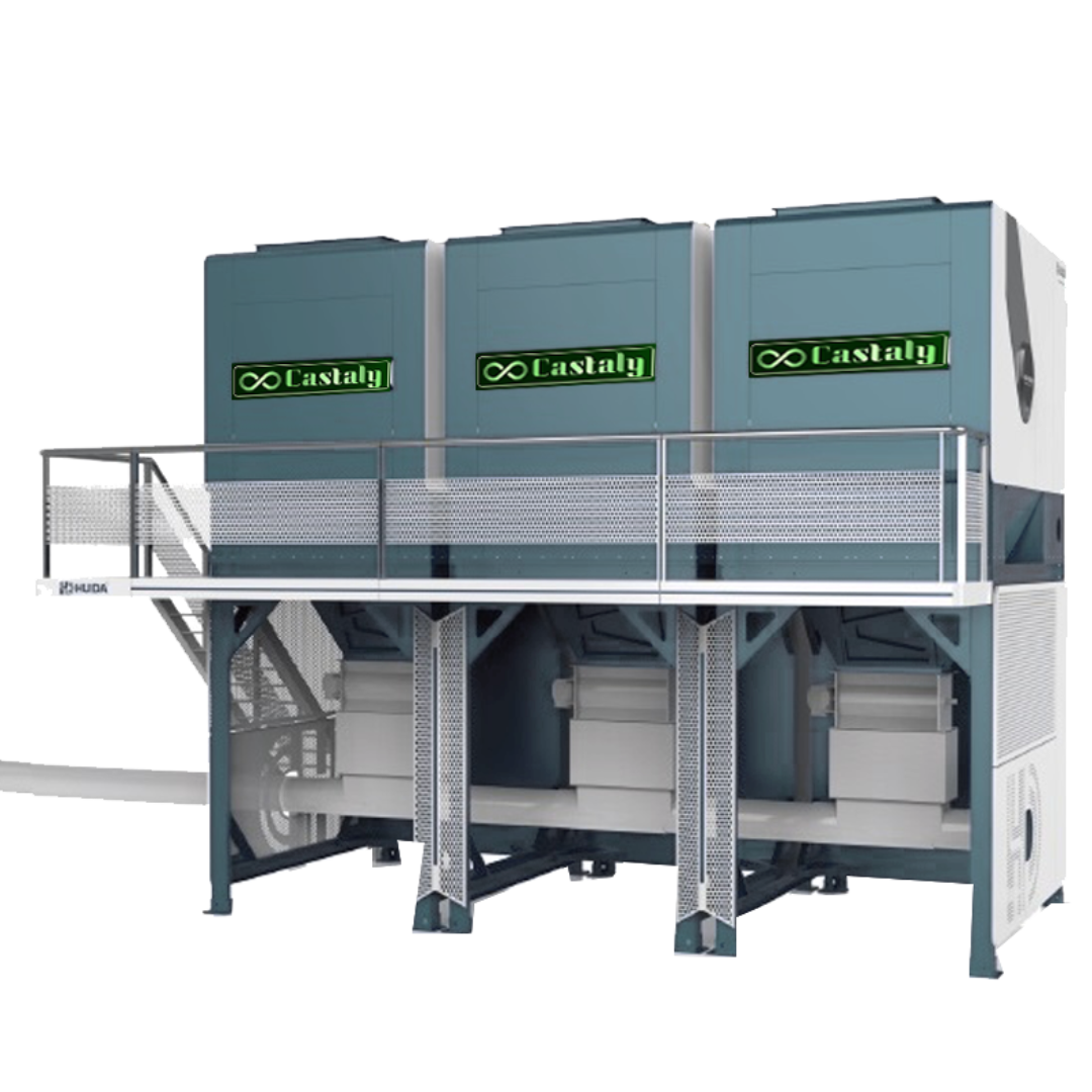 Castaly 20 HP Outdoor Enclosure House Canisters Dust Collector full front view with multi-canister filtration system and support frame