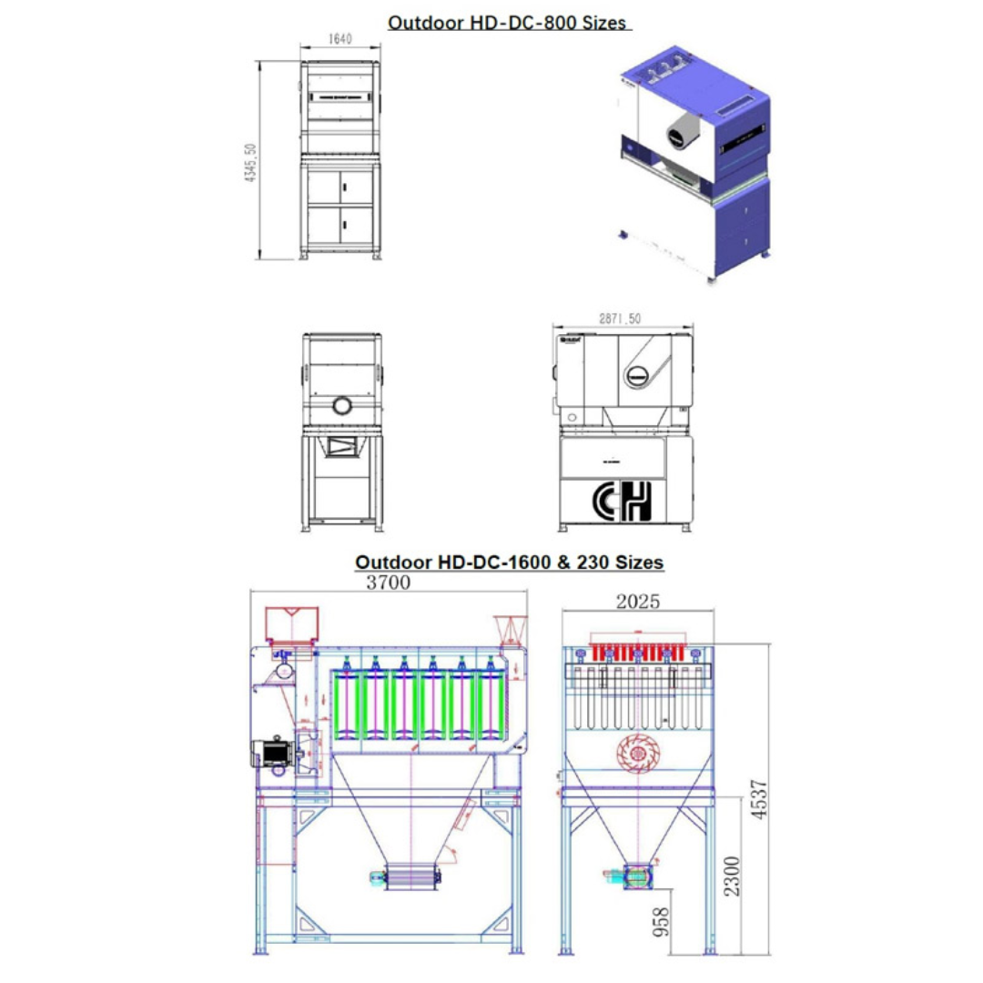 Castaly 20 HP Outdoor Enclosure House Canisters Dust Collector electrical control panel and system wiring diagram