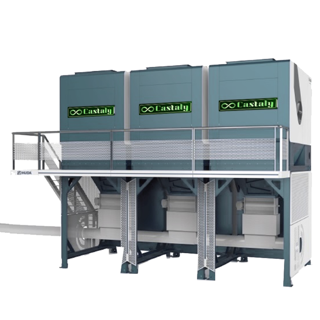 Castaly 30 HP outdoor enclosure house canister dust collector with elevated steel platform and triple filter housing units