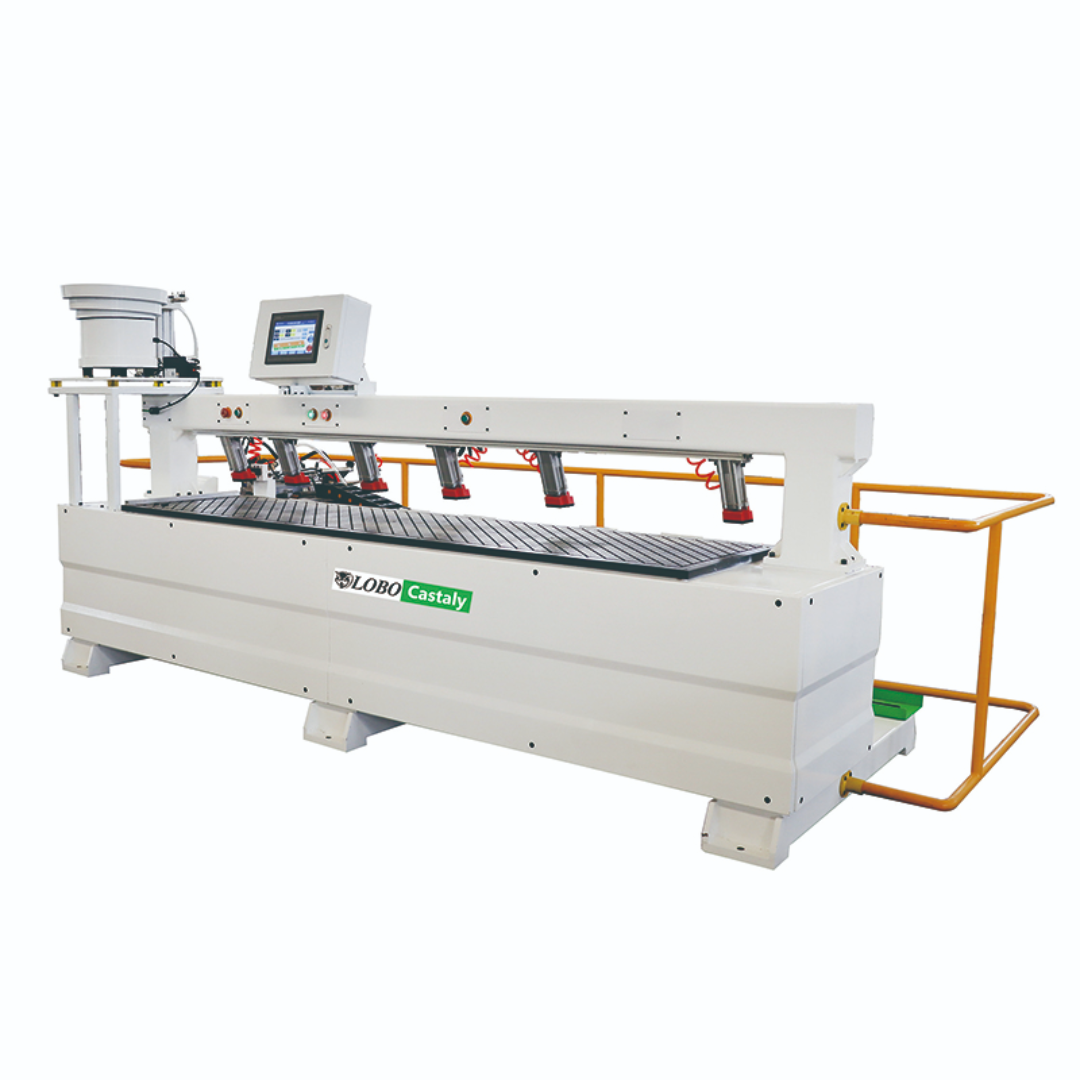 Castaly CNC Boring / Drilling Glue Injection & Dowel Insert Machine full front view with extended support frame
