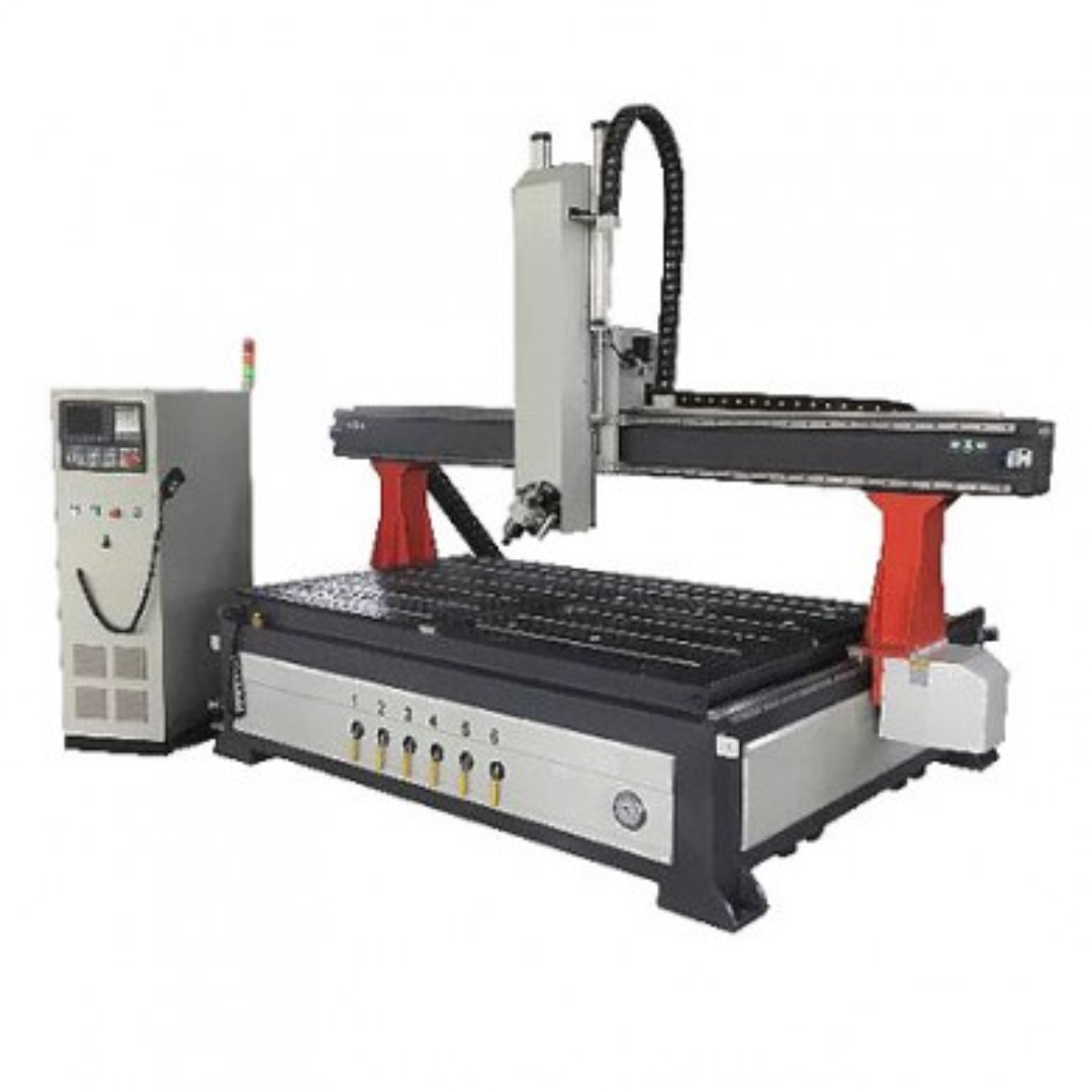 Castaly Universal CNC Router (4 Axis Head) full machine view with rotating 4-axis spindle head and vacuum table