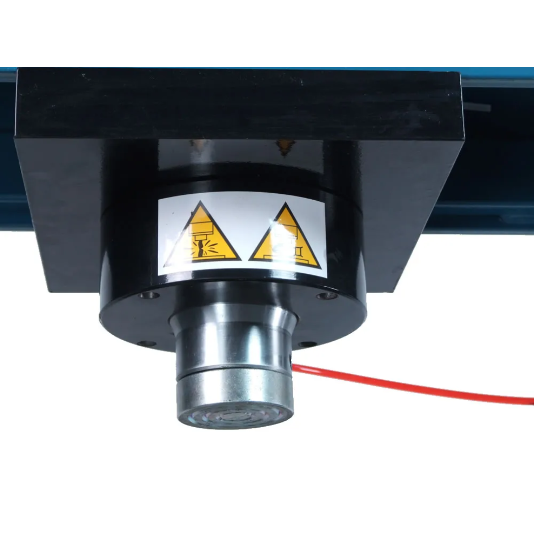 Close-up of hydraulic ram assembly on Baileigh Air/Hand Shop Press: 7.8" Stroke 1004828 showing precision-machined pressing head and durable industrial construction.