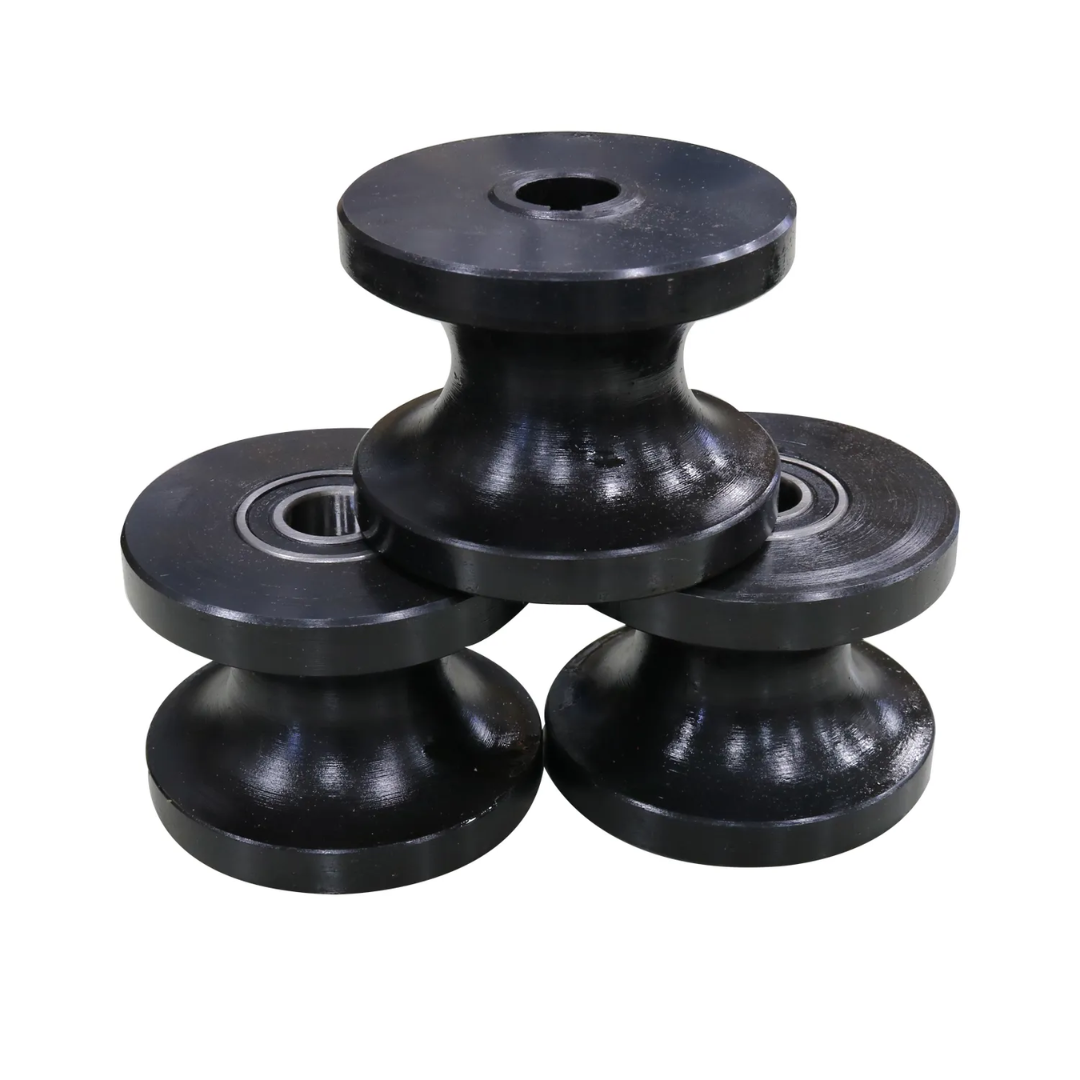 Close-up of the forming rollers on the Baileigh Radius Bender - (R-M7) 1006861 designed for smooth and accurate bending of metal stock.