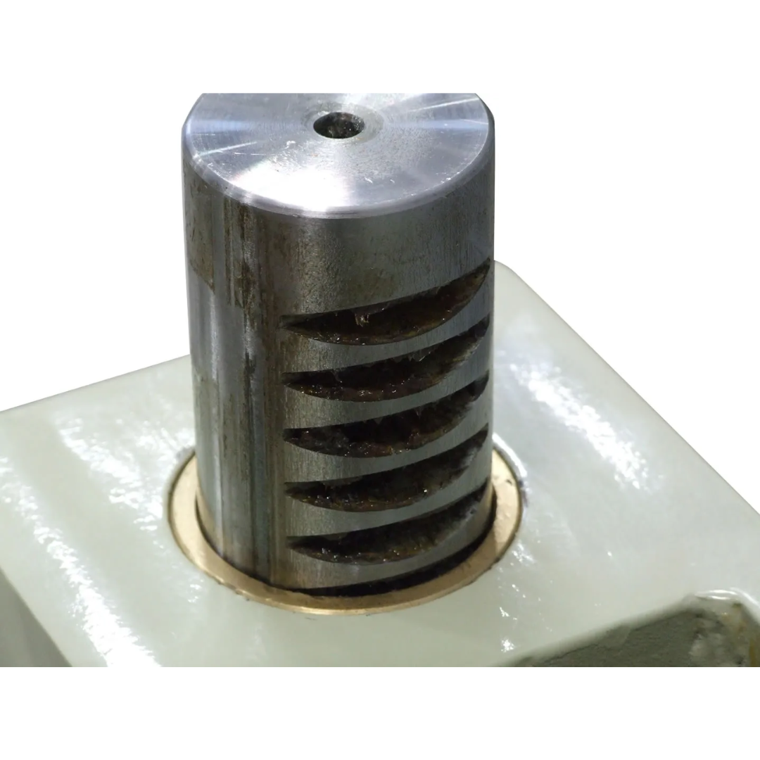 Close-up of tooling die set on Baileigh Metal Bench Press - BP-3 1000792 featuring stacked forming dies engineered for accurate pressing, shaping, and fabrication tasks.