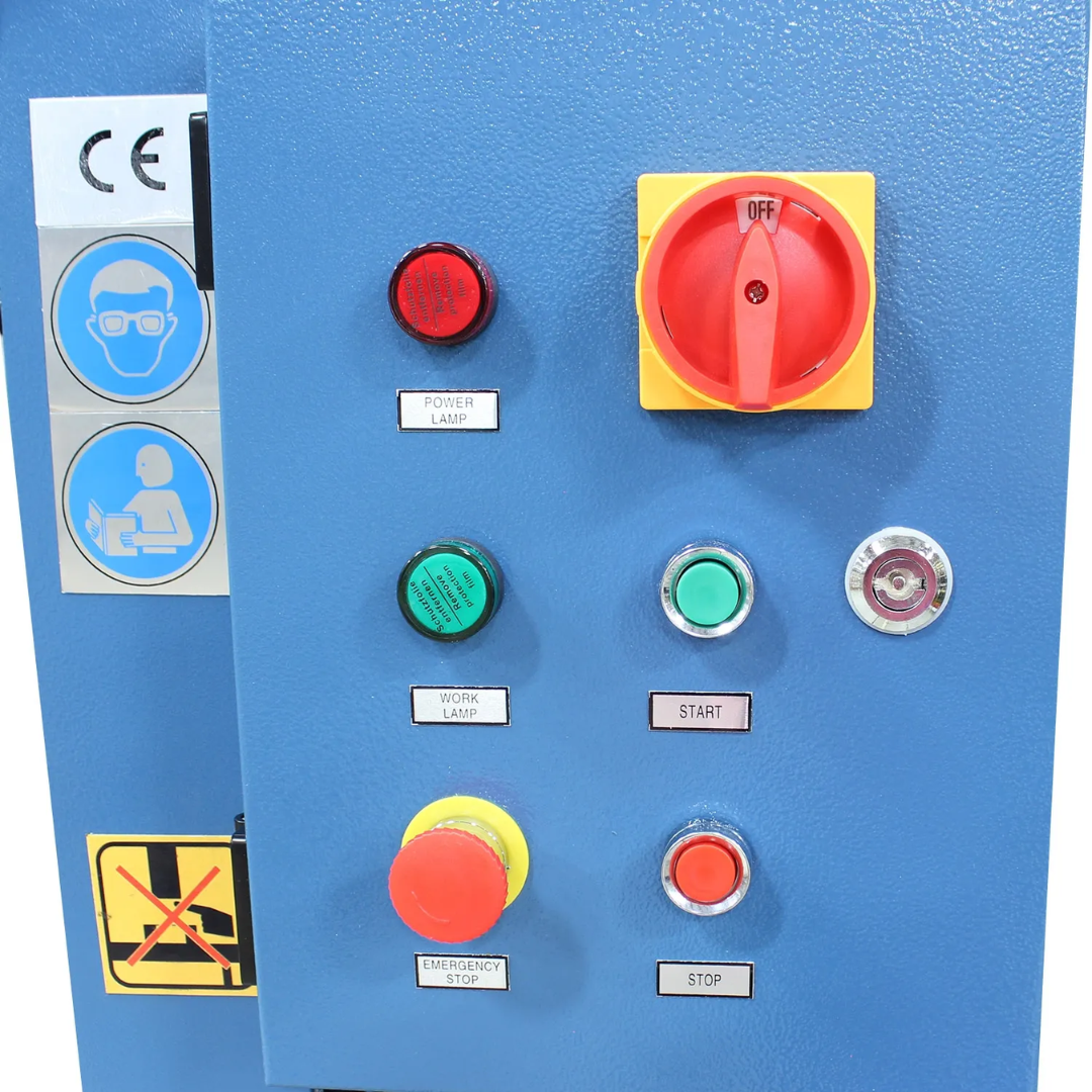 Control panel on the Baileigh 30/10-Ton Two-Station H-Frame Hydraulic Press (HSP-30M-C) 1019289 providing simple and reliable machine operation.