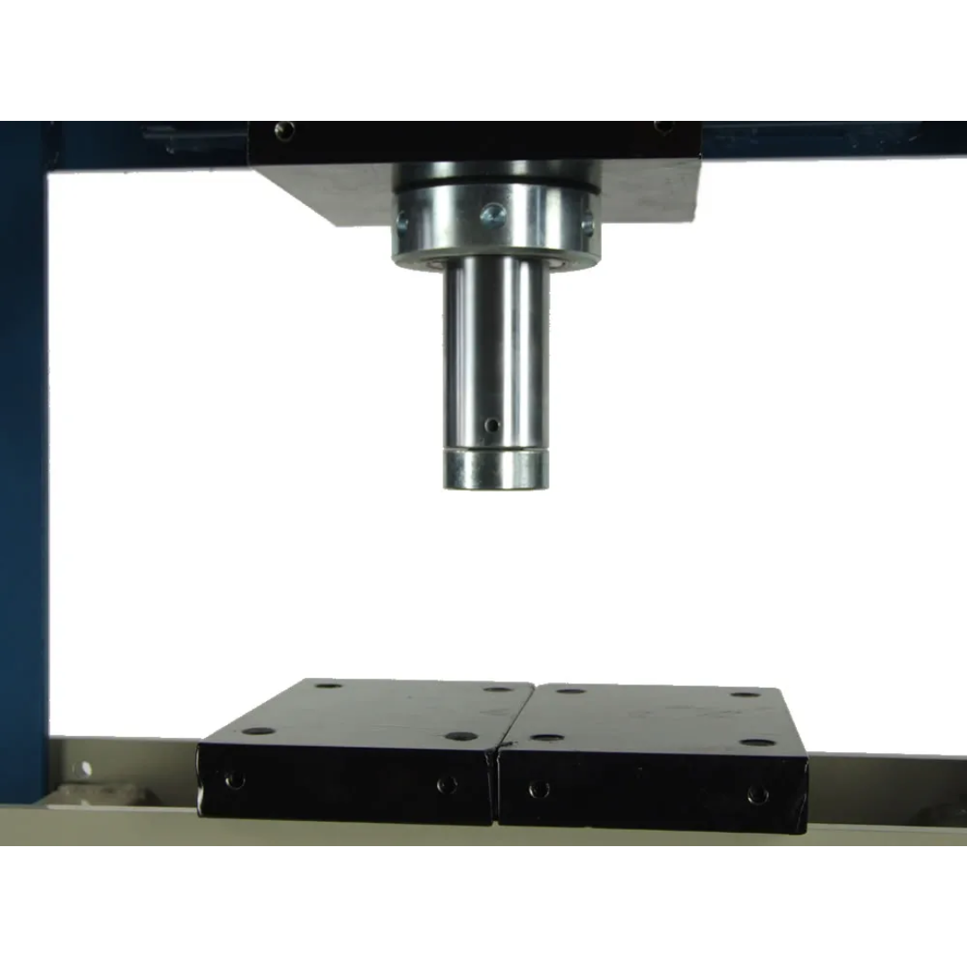 Detailed pressing area of Baileigh Shop Press: H Frame, 7.5" Stroke 1004808 illustrating rigid frame design and centered ram for consistent force distribution.