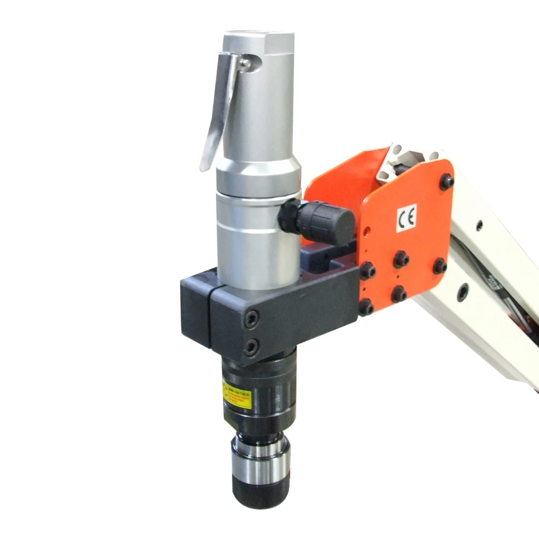 Detailed view of the spindle assembly on the Baileigh Pneumatic Tapping Arm ATM-27-1900 1000327 engineered for accurate and repeatable tapping performance.