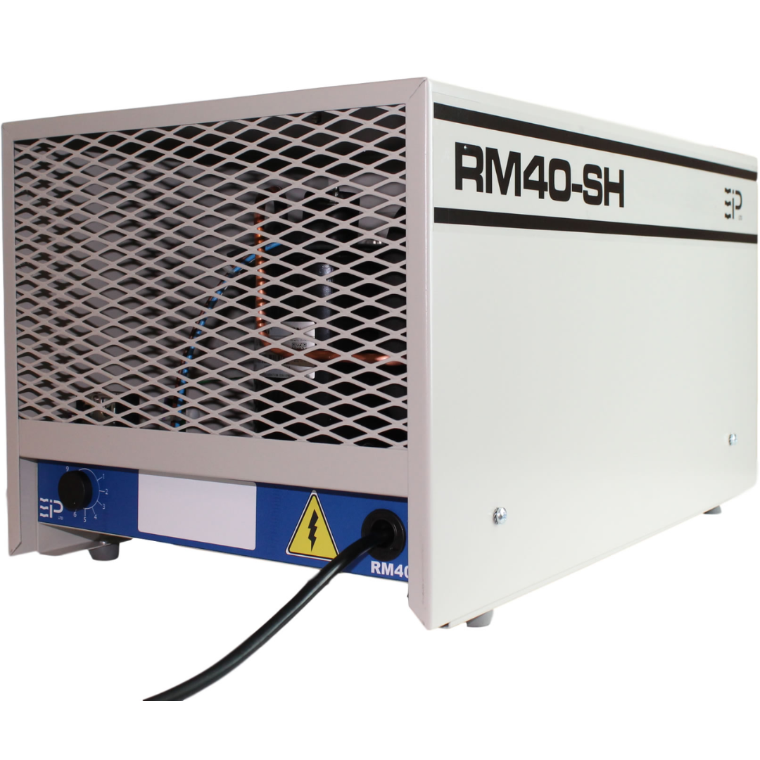 Ebac RM40-SH Dehumidifier 11186SH-US industrial static dehumidifier front angle view with heavy-duty metal housing and intake grille