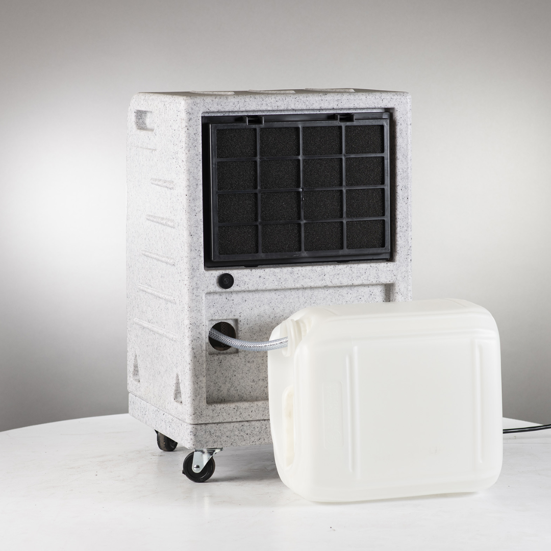 Ebac RM40P Dehumidifier 11186MP-US commercial restoration dehumidifier rear view with integrated condensate pump system