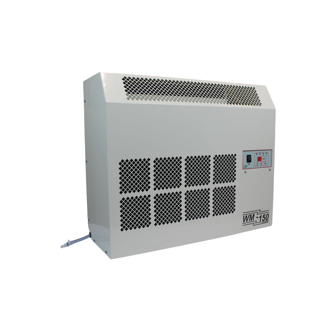 Ebac WM150-D Dehumidifier 11285DL-US industrial wall-mounted humidity control unit angled view showing airflow vents and compact cabinet design