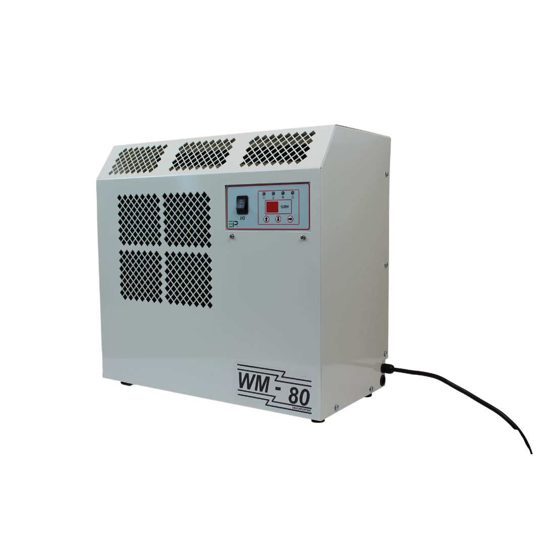Ebac WM80-D Dehumidifier 11284DL-US industrial wall-mounted dehumidifier front view with control panel and ventilation grilles