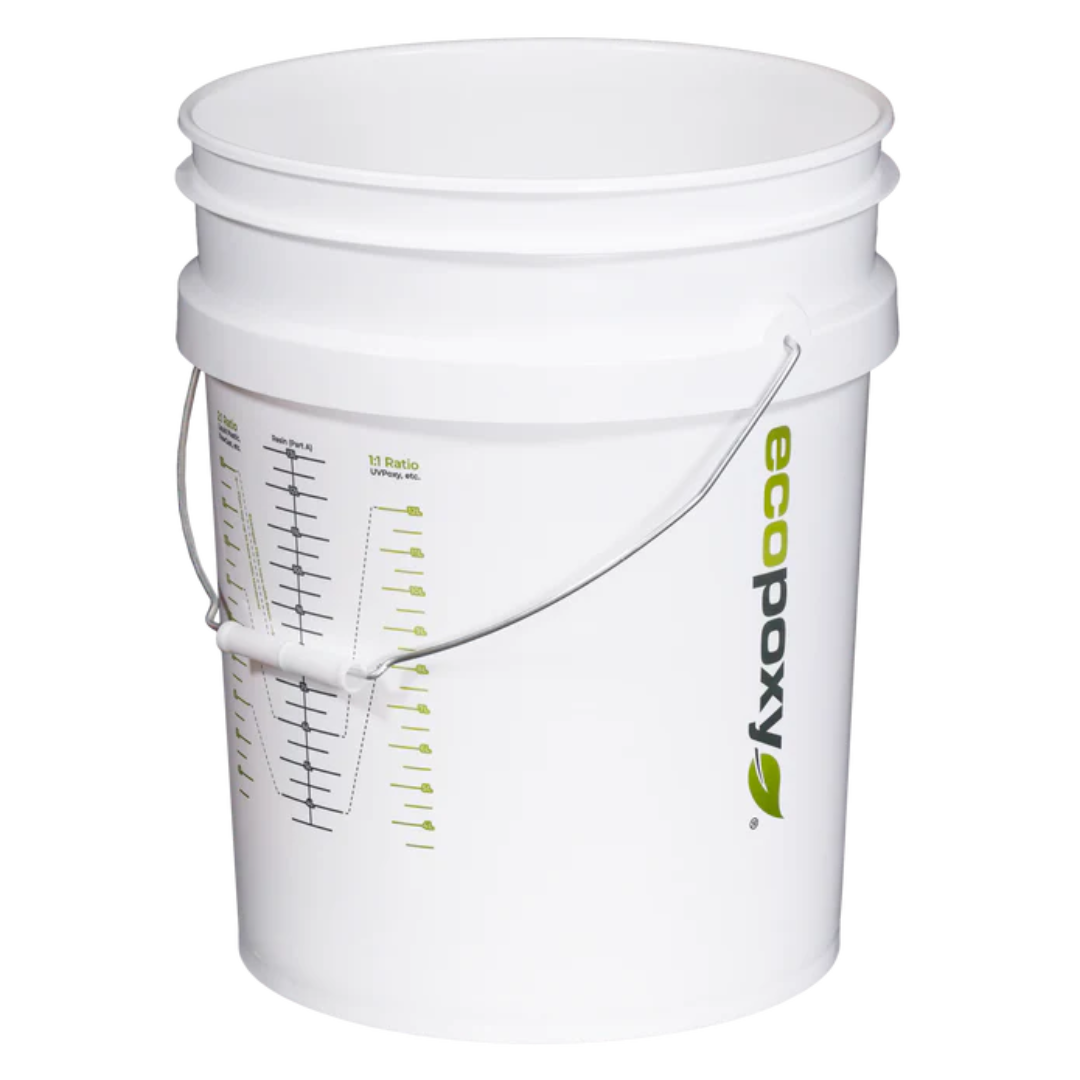 Ecopoxy EcoPoxy 19L Pour Pail White EPPRP19-WH large white mixing bucket with printed measurement markings for accurate epoxy resin mixing