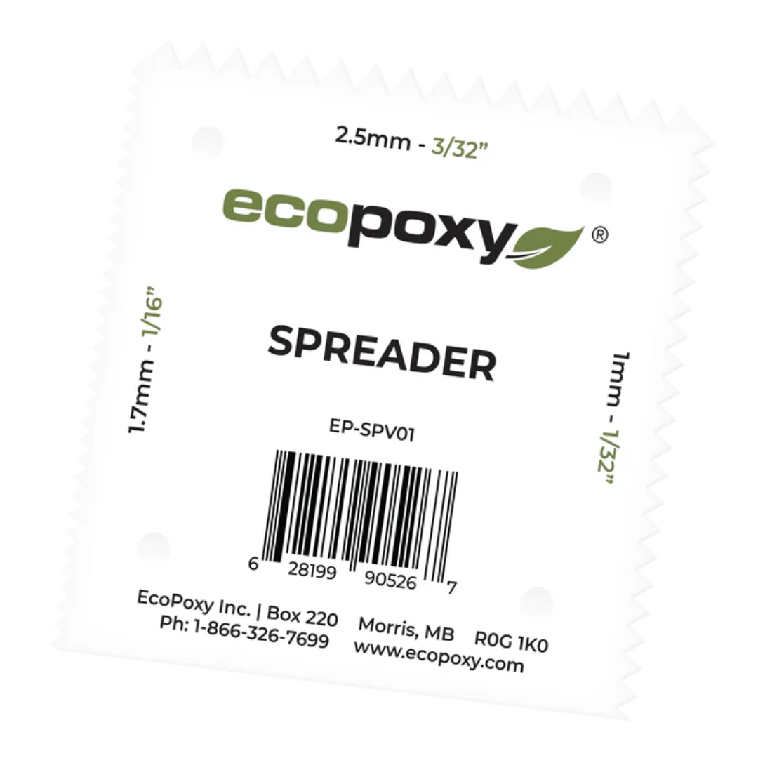 Ecopoxy V-Notched EcoPoxy Spreader (Pack of 36) EP-SPV01-36X white plastic spreader with V-notch edges for epoxy application and smooth coating distribution
