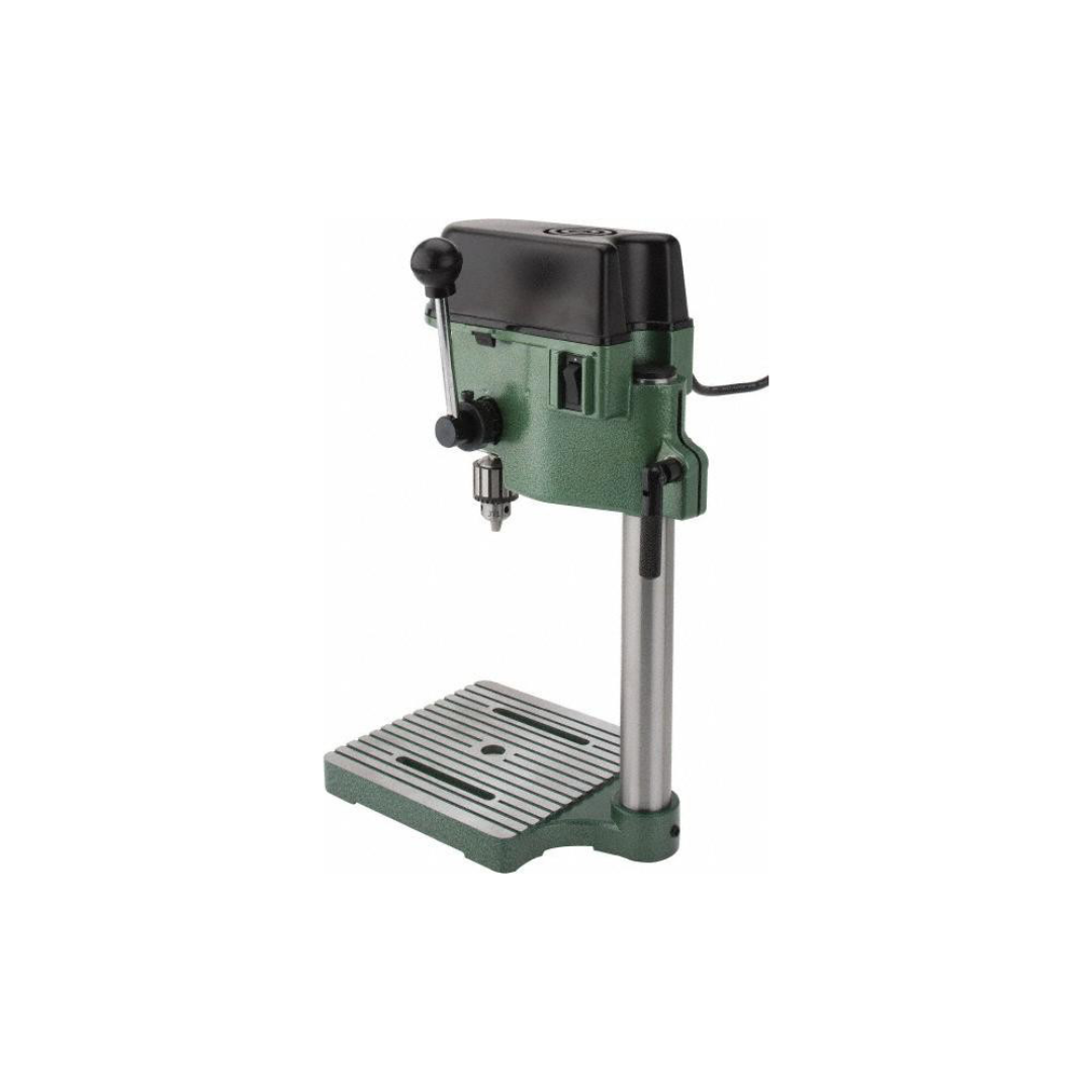 Enco Bench Stand, Drill Press: 4-5/16" Swing, 115 V, 1 Phase CH-3 side view showing the bench-mounted drill press with adjustable column, precision spindle assembly, and compact workshop design.