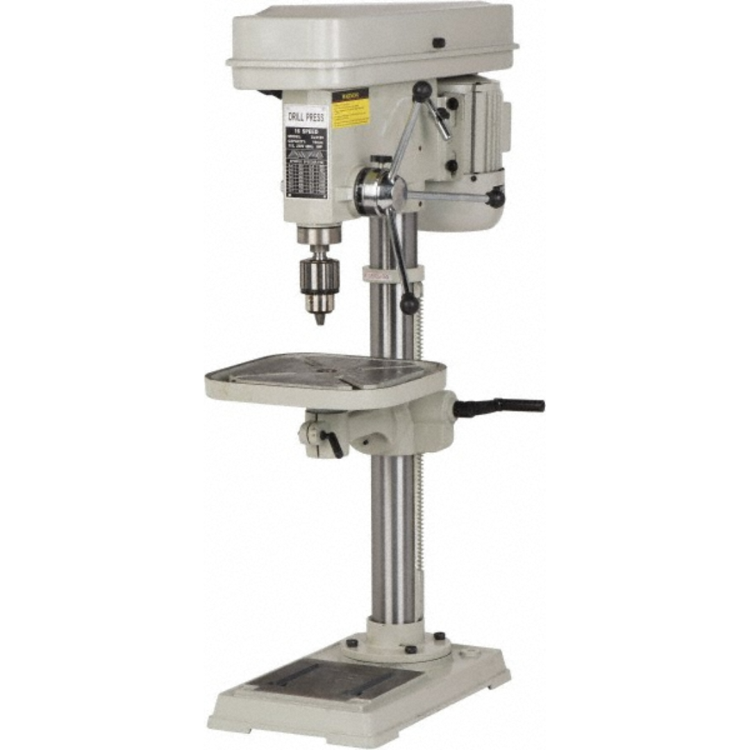 Enco Floor Drill Press ZJ4120 floor-standing drill press with precision spindle, adjustable worktable, rack-and-pinion table elevation, heavy-duty cast iron base, and industrial construction for accurate metalworking, woodworking, and fabrication applications.