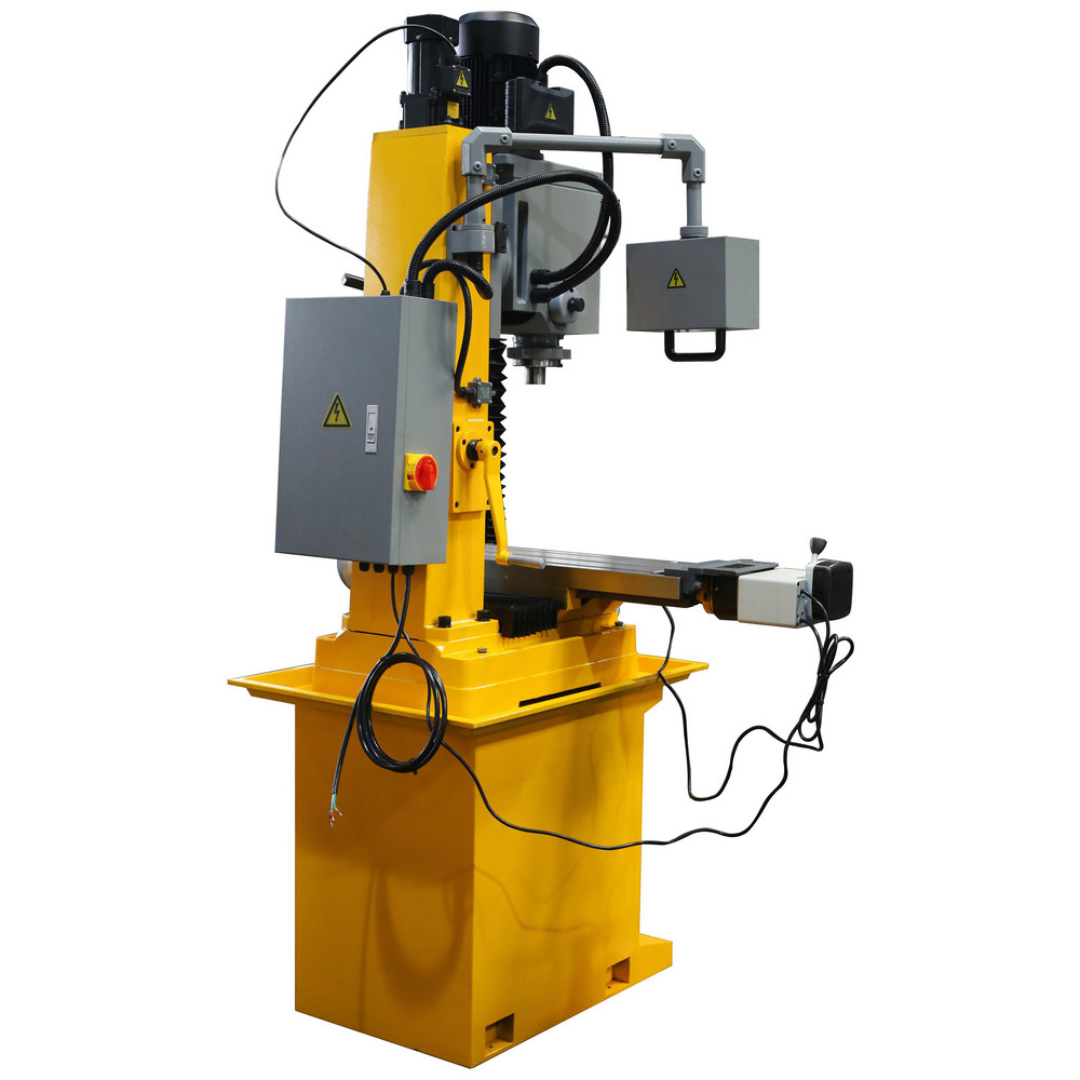 Enco Mill Drill Machines ZX7045 front-angle view showing vertical milling head, rigid column, and compact industrial floor-standing design for precision machining.