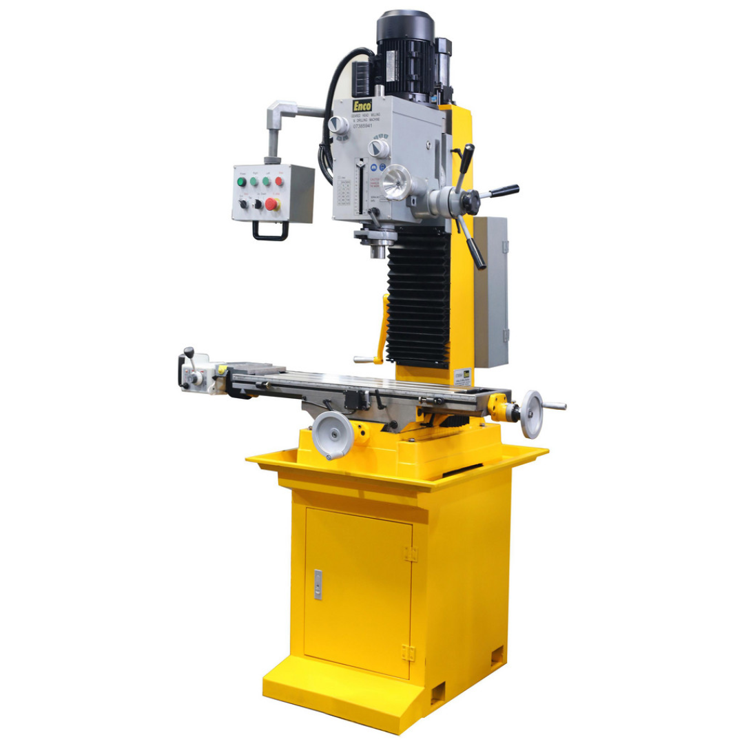 Enco Mill Drill Machines ZX7045 vertical mill drill machine with precision milling head, adjustable worktable, heavy-duty column, and industrial cabinet base for accurate milling and drilling operations.