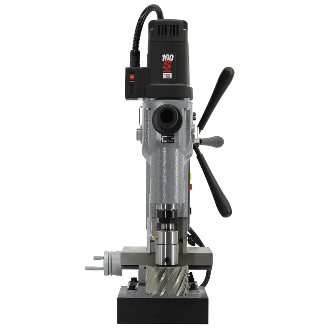 Euroboor ECO.100S+/CT2 Magnetic Drilling Machine vertical profile displaying motor housing and capstan feed handles