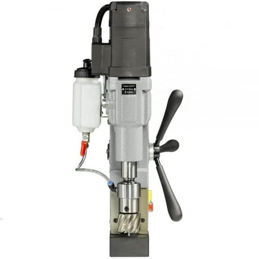 Euroboor ECO.50S+ Magnetic Drilling Machine vertical drilling setup with lubrication system and oil-lubricated gearbox for consistent annular cutting performance