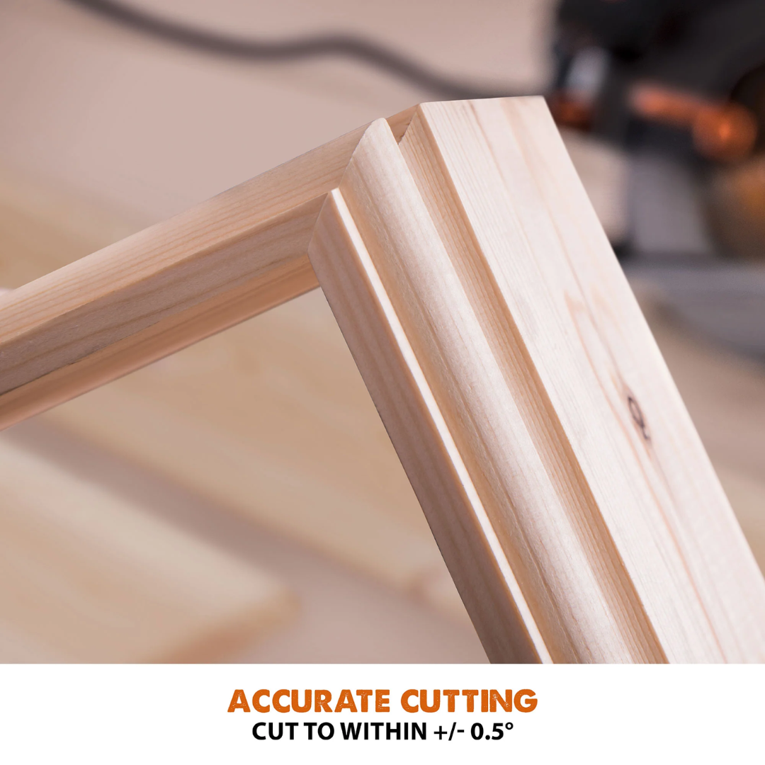 Evolution Power Tools Multi-Material Cutting Circular Saw 7-1/4 in. Blade R185CCSX equipped with an integrated dust extraction port for a cleaner work environment.